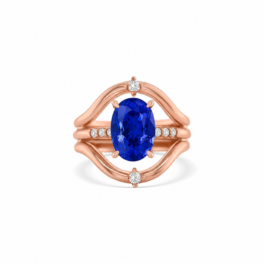 Oval Tanzanite Split Shank Diamond Ring