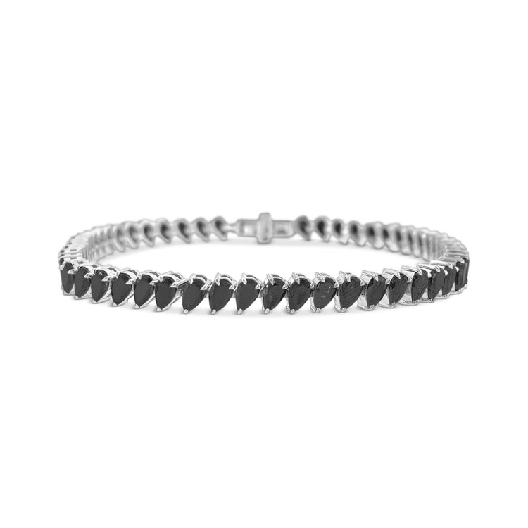Pear Cut Black Diamond Tennis Bracelet