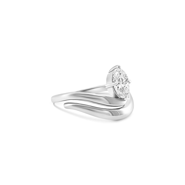 Oval Cut Diamond Bypass Solitaire Ring