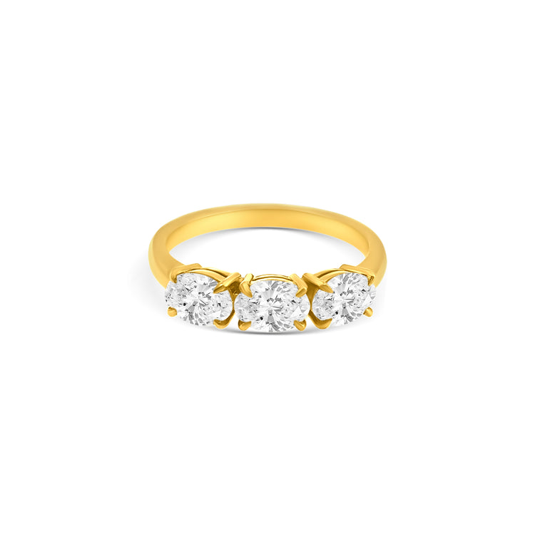 Oval Cut Diamond Trilogy Ring