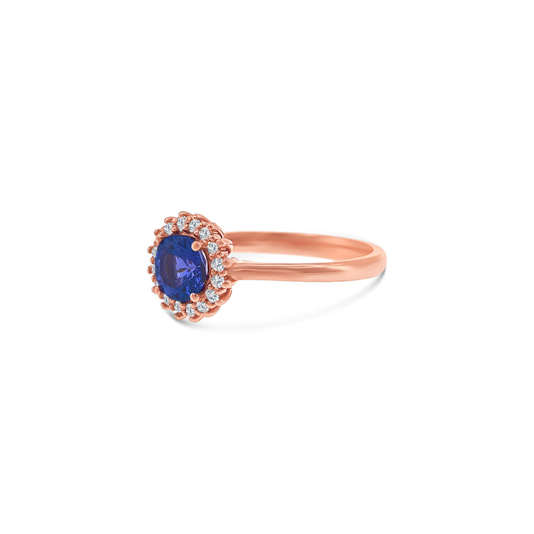 Oval Cut Tanzanite Diamond Halo Ring