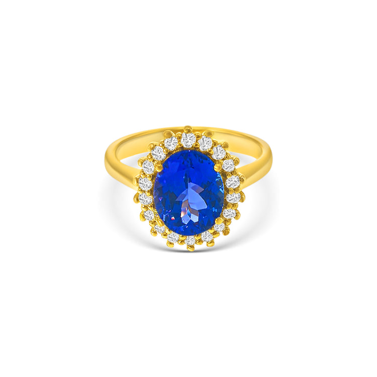 Oval Cut Tanzanite Diamond Halo Ring