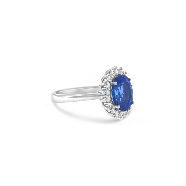 Oval Cut Tanzanite & Diamond Halo Ring