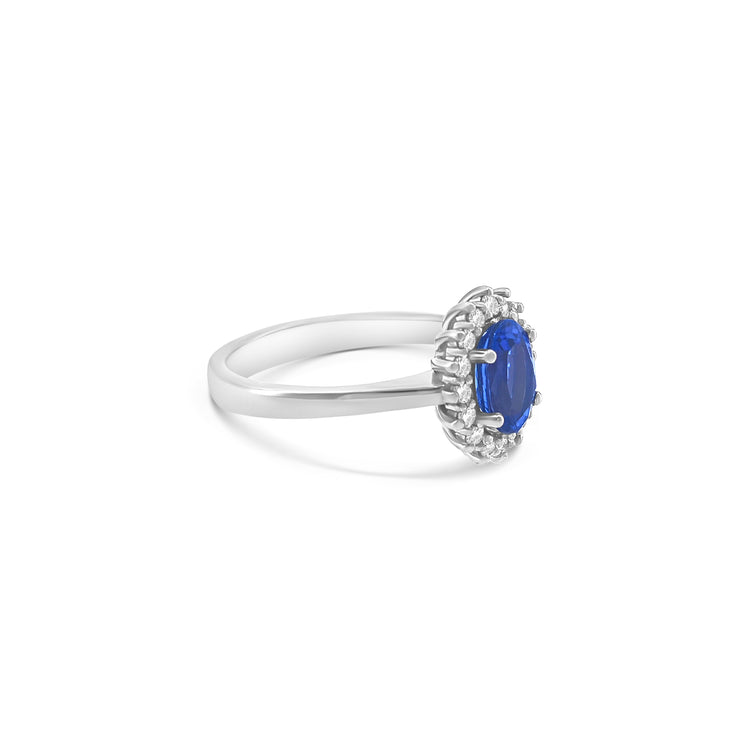 Oval Cut Tanzanite Diamond Halo Ring