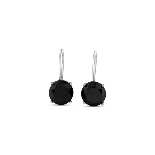 Round Cut Black Diamond Drop Earrings
