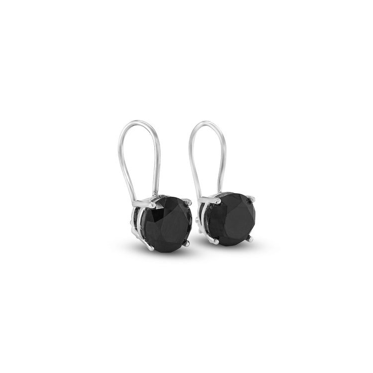 Round Cut Black Diamond Drop Earrings