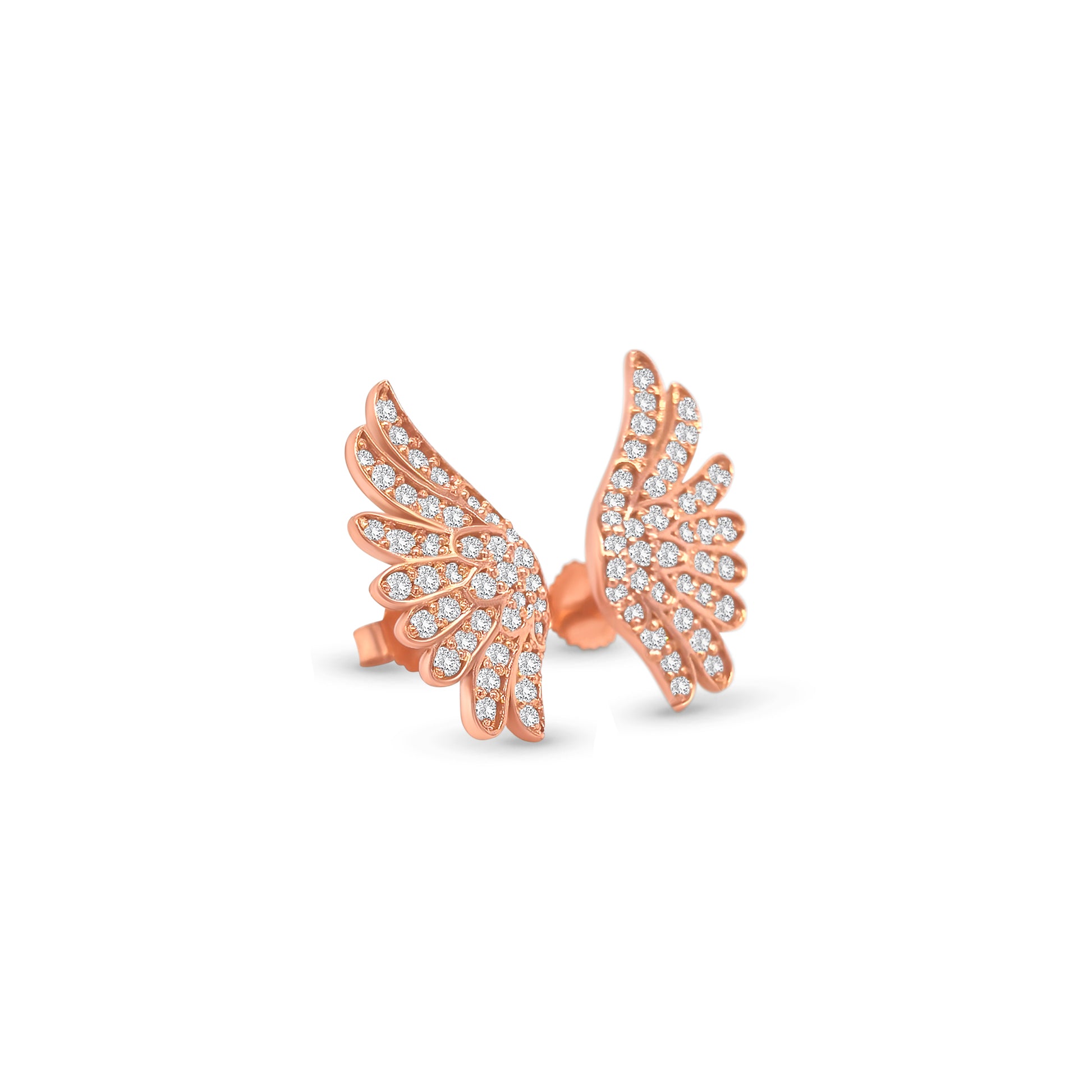 Round brilliant wing illusion stud earrings, diamond illusion stud earrings, elegant wing design diamond studs, luxury round brilliant diamond earrings, fine jewelry illusion earrings, wing style diamond studs, classic diamond illusion jewelry, designer diamond stud earrings, timeless diamond wing earrings, illusion setting round brilliant studs.