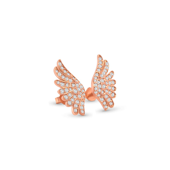 Round brilliant wing illusion stud earrings, diamond illusion stud earrings, elegant wing design diamond studs, luxury round brilliant diamond earrings, fine jewelry illusion earrings, wing style diamond studs, classic diamond illusion jewelry, designer diamond stud earrings, timeless diamond wing earrings, illusion setting round brilliant studs.
