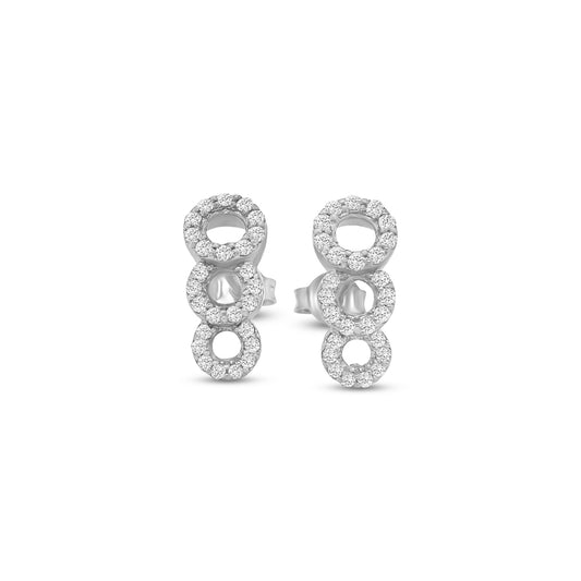 Triple Circle Diamond Stud Earrings