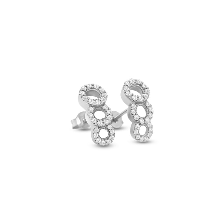 Triple Circle Diamond Stud Earrings
