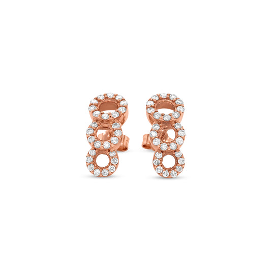 Triple Circle Diamond Stud Earrings