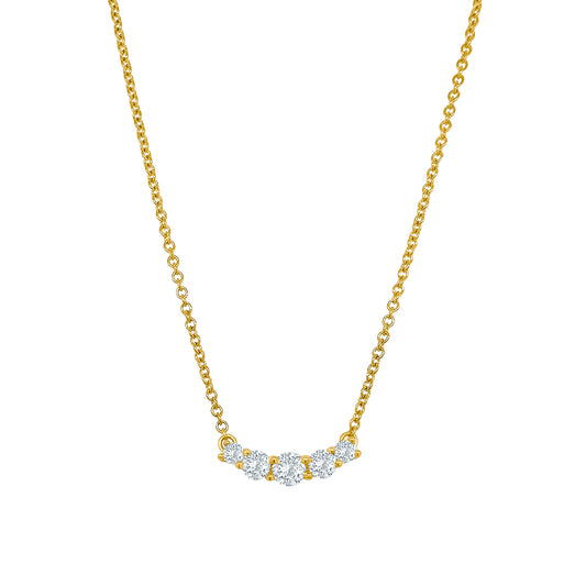 5 Stone Round Brilliant Diamond Necklace