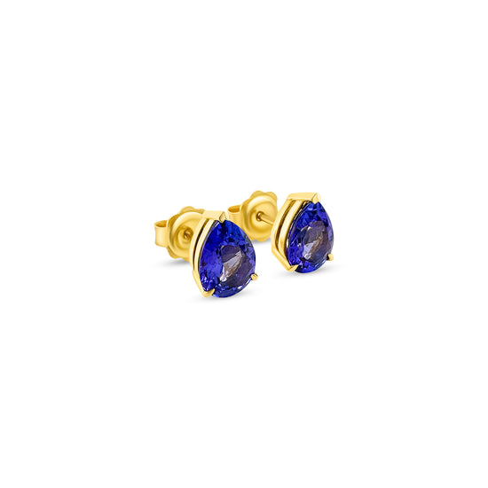 "Pear-shaped tanzanite earrings, Tanzanite stud earrings, Pear earrings, Tanzanite jewelry, Stud earrings, Gemstone earrings, Blue gemstone earrings, Elegant earrings, Classic earrings, Fine jewelry"