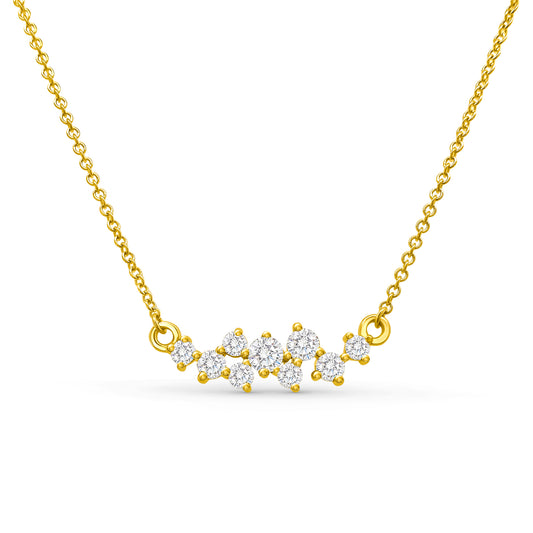 A stunning, elegant, round brilliant diamond pendant, sparkling, luxurious, fine jewelry, timeless, exquisite, accessory, perfect for any occasion, adding sophistication, enhancing beauty, statement piece, classic, radiant, shimmering, eye-catching, symbol of elegance.