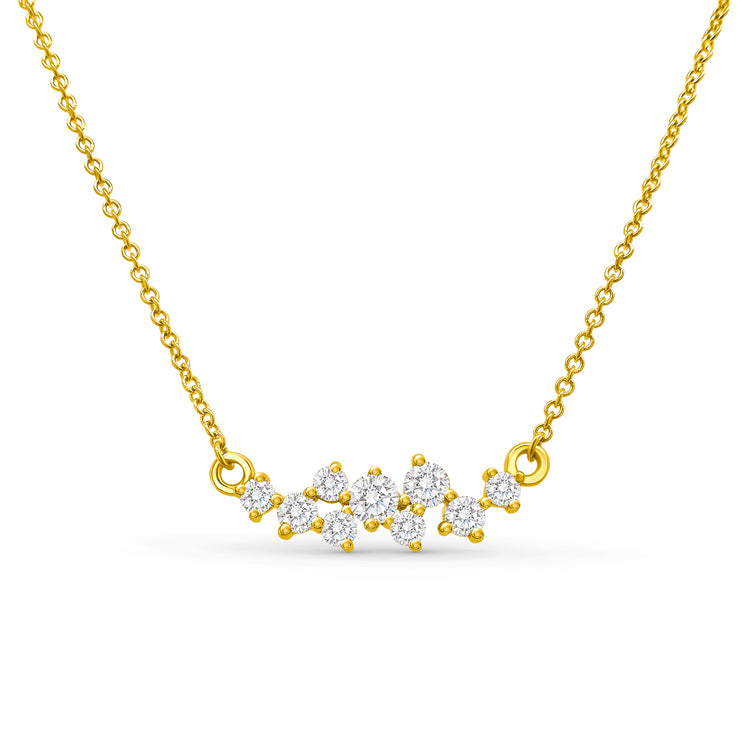 A stunning, elegant, round brilliant diamond pendant, sparkling, luxurious, fine jewelry, timeless, exquisite, accessory, perfect for any occasion, adding sophistication, enhancing beauty, statement piece, classic, radiant, shimmering, eye-catching, symbol of elegance.