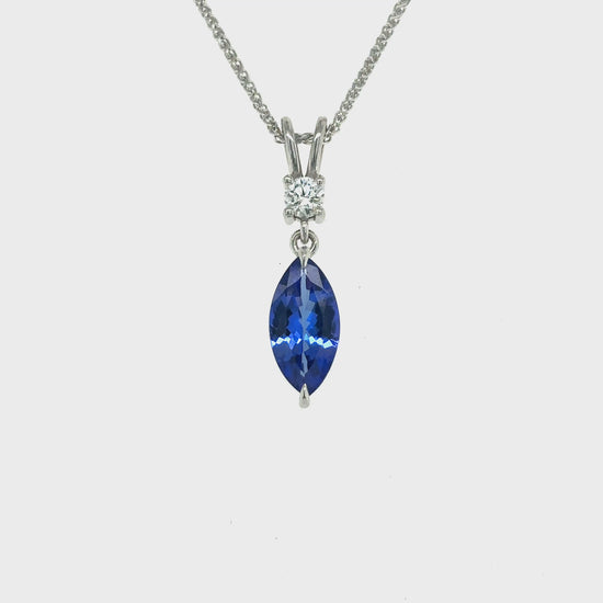 marquise tanzanite pendant, tanzanite and diamond jewelry, gemstone diamond pendant, marquise cut necklace, luxury tanzanite pendant