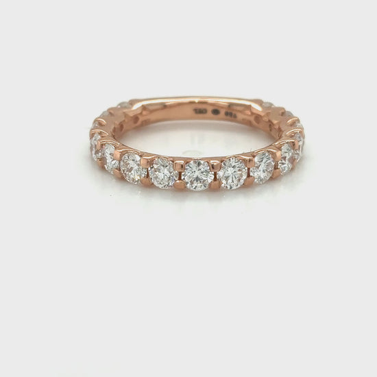 round brilliant half eternity ring, round diamond half eternity band, half eternity ring women, classic diamond ring, elegant eternity band
