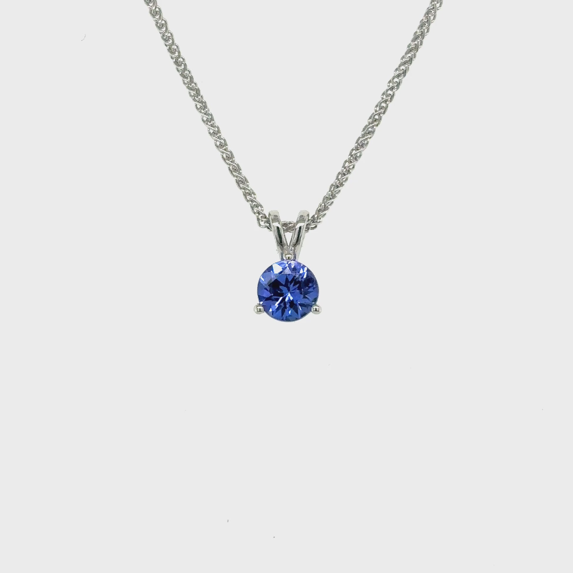 round tanzanite pendant, tanzanite and diamond pendant, gemstone necklace, tanzanite jewelry, round cut tanzanite