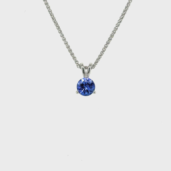 round tanzanite pendant, tanzanite and diamond pendant, gemstone necklace, tanzanite jewelry, round cut tanzanite