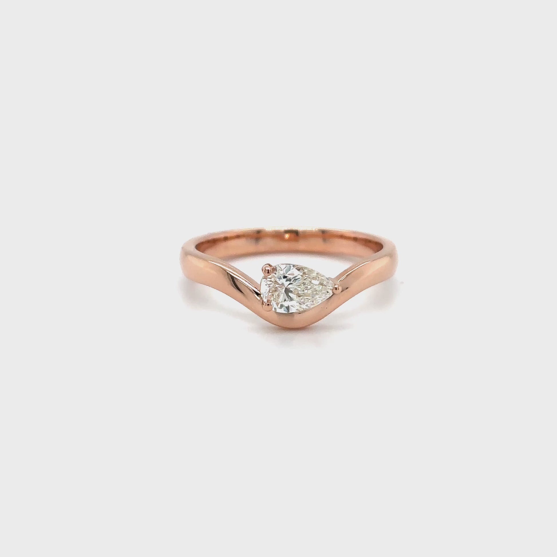 pear shape diamond ring, rose gold solitaire ring, pear solitaire engagement ring, rose gold diamond ring, romantic diamond ring