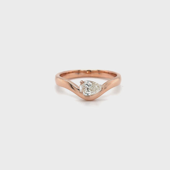 pear shape diamond ring, rose gold solitaire ring, pear solitaire engagement ring, rose gold diamond ring, romantic diamond ring