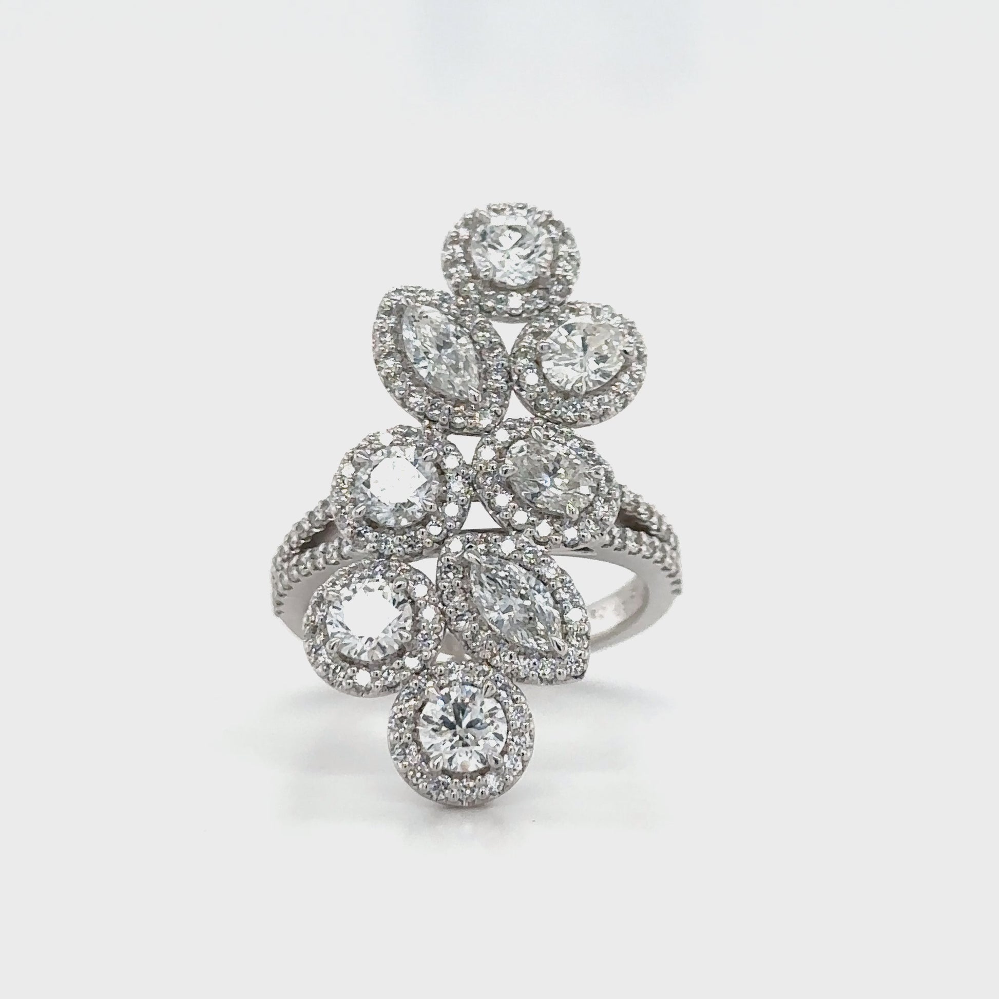 Multi-Shape Floral Diamond Ring, Floral Diamond Ring, Diamond Ring, Multi-Shape Ring, Floral Ring, Jewelry, Fashion Jewelry, Diamond Jewelry, Women's Jewelry, Statement Ring.