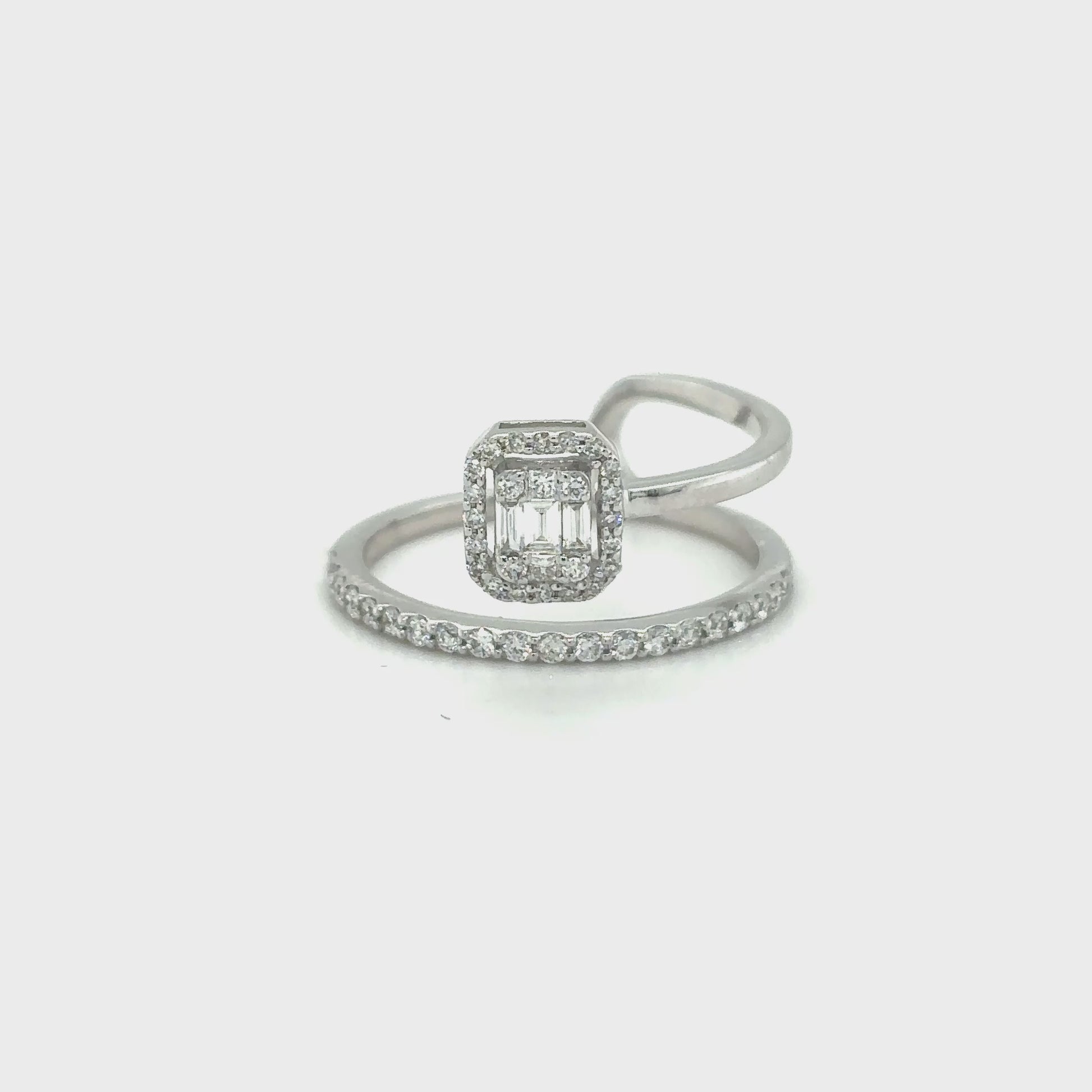 illusion diamond ring, baguette and round cut diamond ring, open band dress ring, elegant diamond fashion ring, modern women’s diamond ring, fine jewellery ring