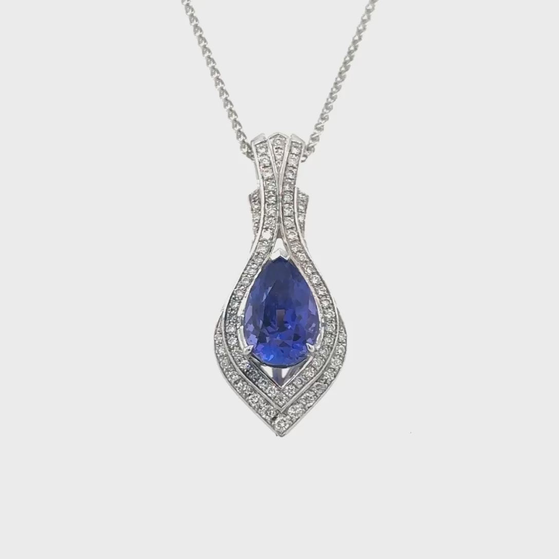 Oval Tanzanite Pendant, Tanzanite Jewelry, Diamond Accents, Tanzanite Necklace, Gemstone Pendant, Fine Jewelry, Oval Pendant, Diamond and Tanzanite Pendant, Luxury Necklace, Elegant Jewelry