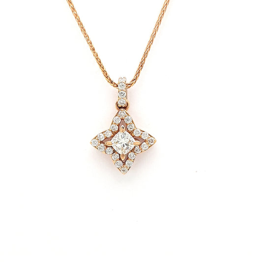 Rose Gold Flower Diamond Pendant