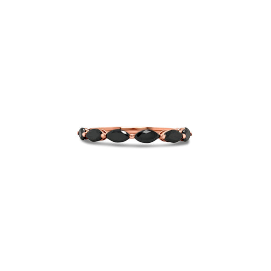 Marquise Black Diamond Eternity Band in Rose Gold 1.00ct Black Diamond Ring with Marquise Cut Diamonds Romantic Rose Gold Anniversary Band Timeless and Elegant Black Diamond Jewelry Luxurious Rose Gold Setting with Marquise Black Diamonds Sophisticated Black Diamond Eternity Ring Symbol of Eternal Love: Marquise Black Diamond Eternity Band Stunning 1.00 Carat Black Diamond Rose Gold Ring
