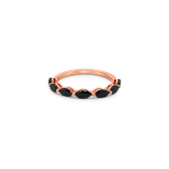 Marquise Black Diamond Eternity Band in Rose Gold 1.00ct Black Diamond Ring with Marquise Cut Diamonds Romantic Rose Gold Anniversary Band Timeless and Elegant Black Diamond Jewelry Luxurious Rose Gold Setting with Marquise Black Diamonds Sophisticated Black Diamond Eternity Ring Symbol of Eternal Love: Marquise Black Diamond Eternity Band Stunning 1.00 Carat Black Diamond Rose Gold Ring
