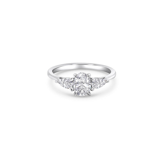 1.00ct Oval & Pear Shape Trilogy Diamond Ring ,A classic and timeless trilogy setting is always a great investment and an extremely popular choice when choosing a diamond engagement ring. Symbolizing yesterday, today, and tomorrow.