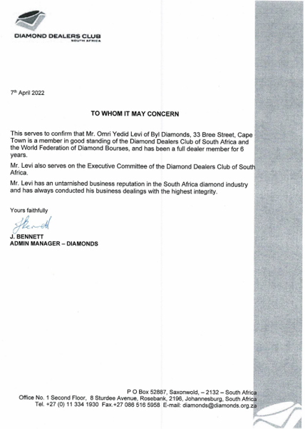 BYL Diamonds Member of Jewellery Council of South Africa