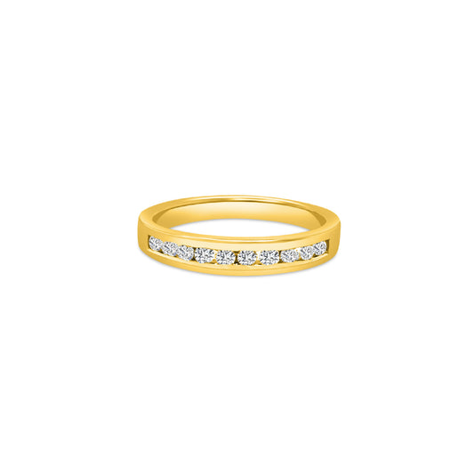 Main Image: "Round Brilliant Channel Set Band" Close-up of Diamonds: "Brilliant-Cut Diamonds in Channel Setting" Customizable Open Liners: "Versatile Open Liners for Personalization" Elegance and Brilliance: "Elegant Round Brilliant Diamond Band" Sparkling Diamond Accents: "Radiant Diamond Accents in Channel Set Band" Timeless Beauty: "Timeless Elegance with Channel Set Diamonds"