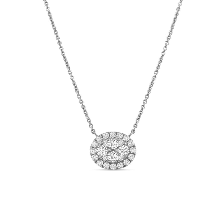 Round Brilliant Diamond Cluster Necklace