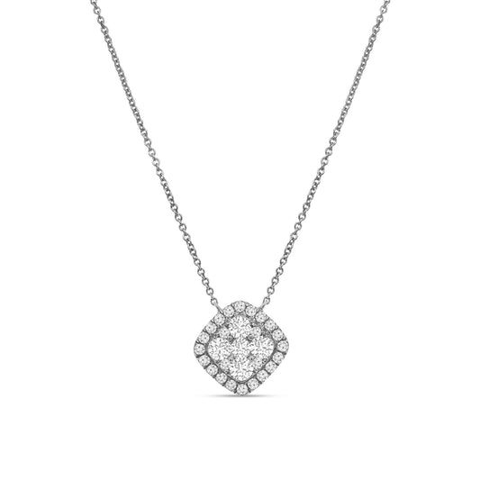 Round Brilliant Diamond Cluster Necklace