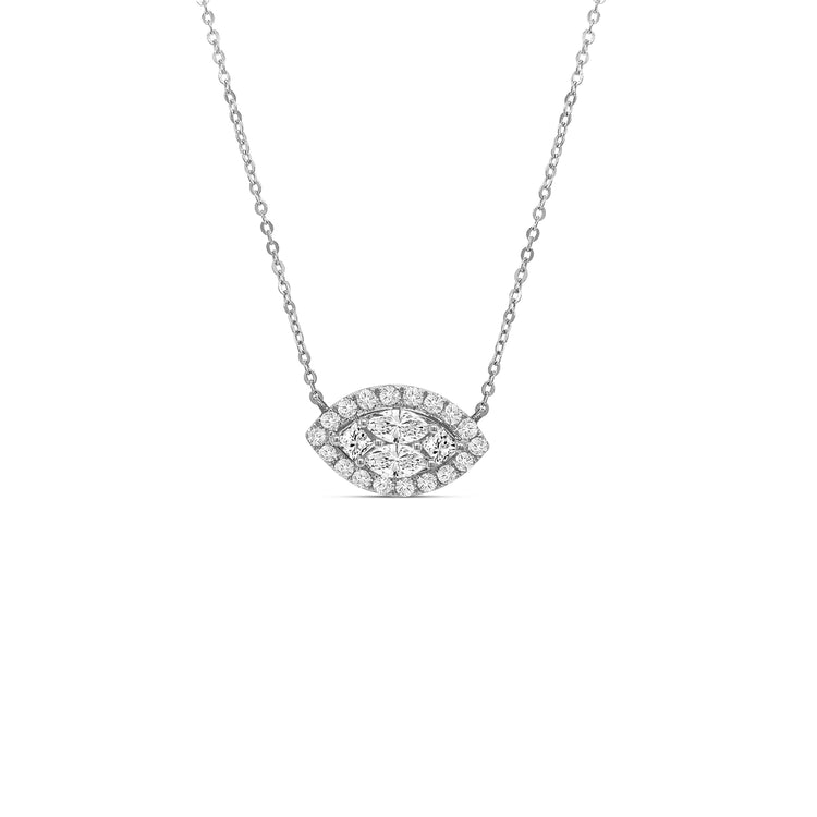 Round Brilliant Illusion Set Diamond Cluster Necklace