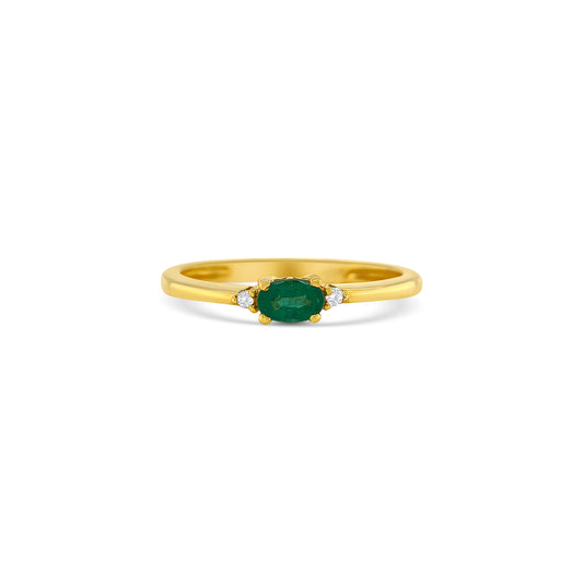 Oval Cut Emerald & Diamond Ring
