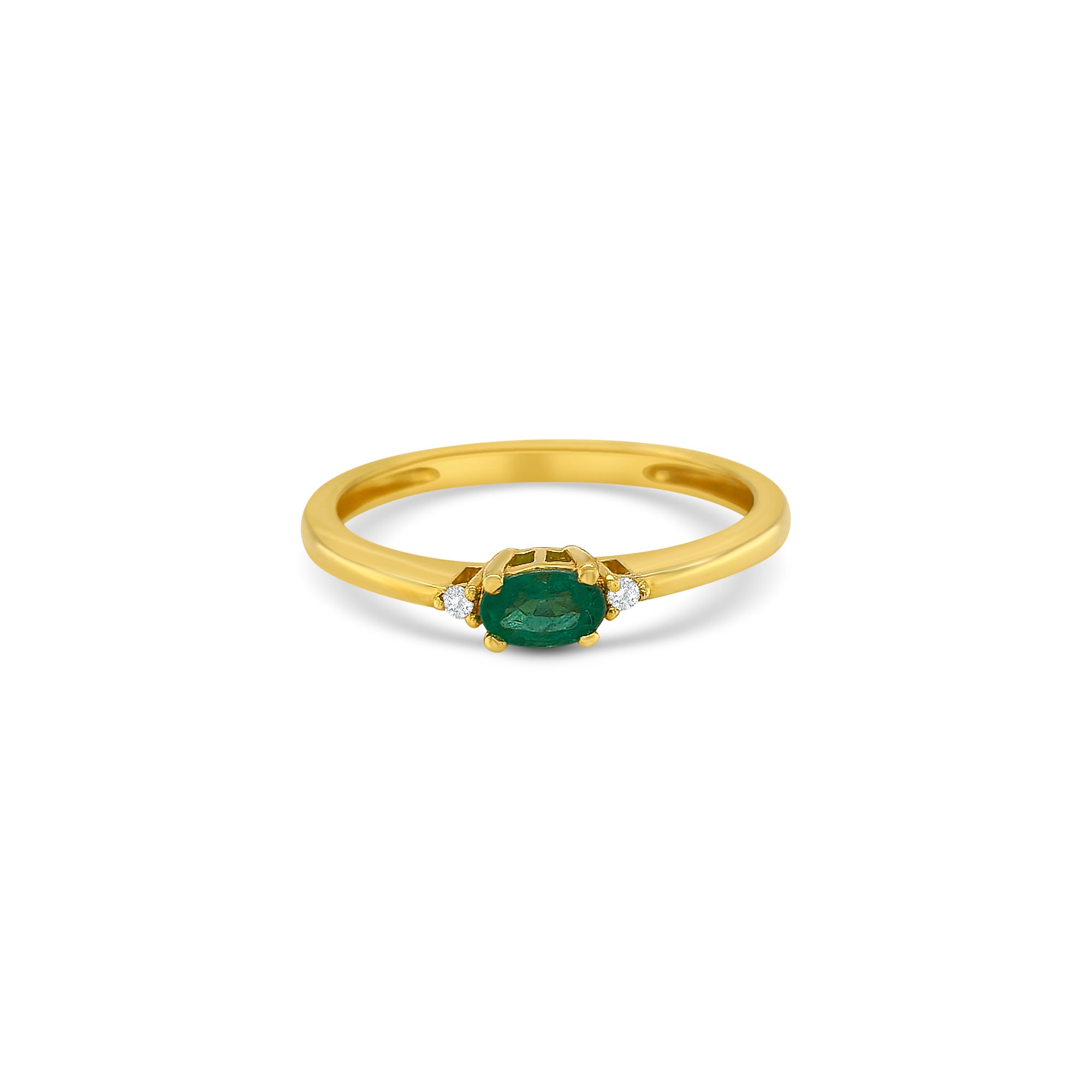 Oval Cut Emerald & Diamond Ring
