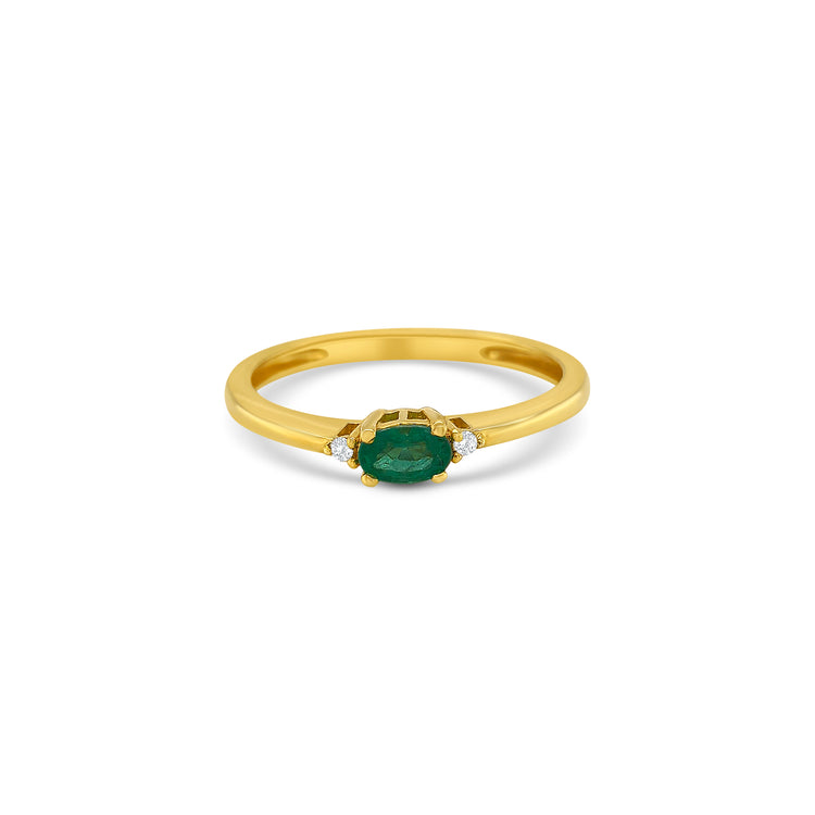 Oval Cut Emerald & Diamond Ring