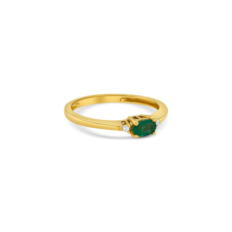 Oval Cut Emerald & Diamond Ring