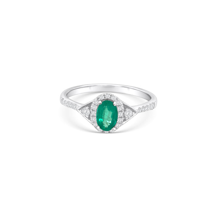 Oval Cut Emerald & Diamond Ring