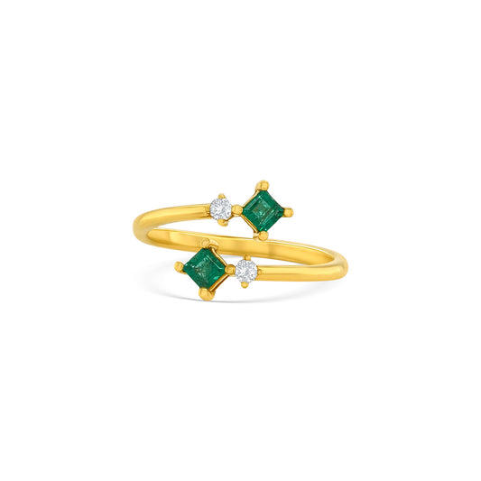 Princess Cut Emerald & Diamond Ring