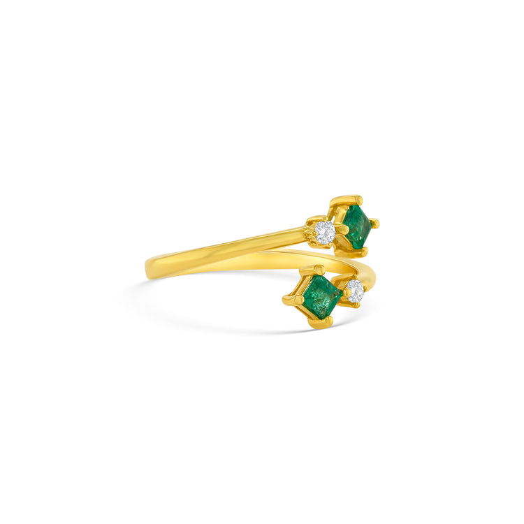 Princess Cut Emerald & Diamond Ring