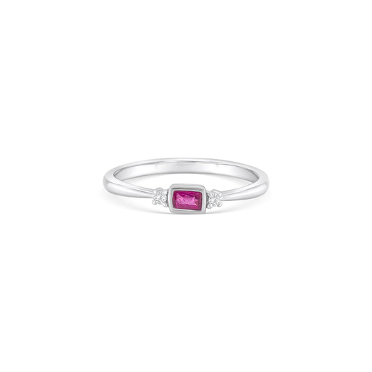 Rectangular Cut Ruby & Diamond Ring