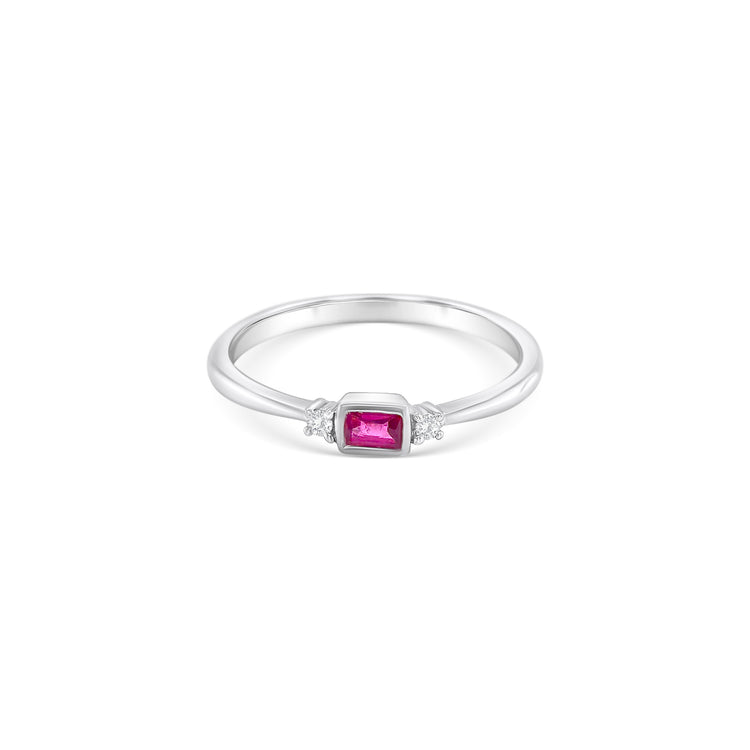 Rectangular Cut Ruby & Diamond Ring