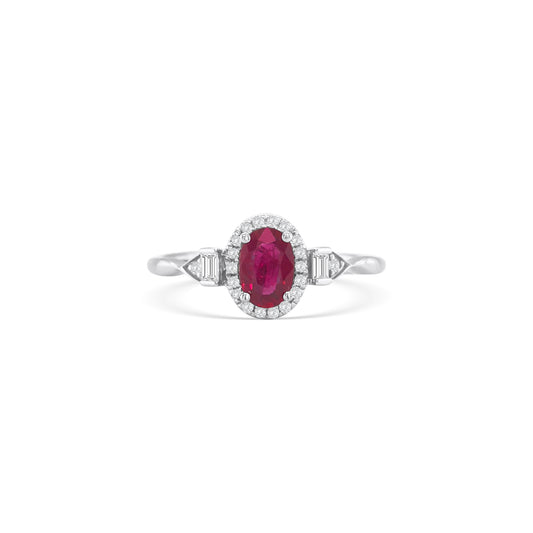 Oval Cut Ruby & Diamond Ring