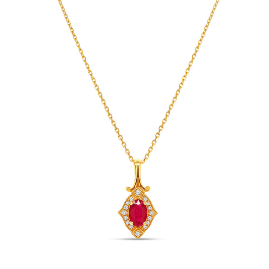 Oval Cut Ruby & Diamond Pendant