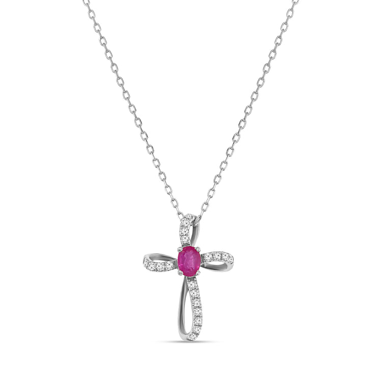 Oval Cut Ruby & Diamond Pendant