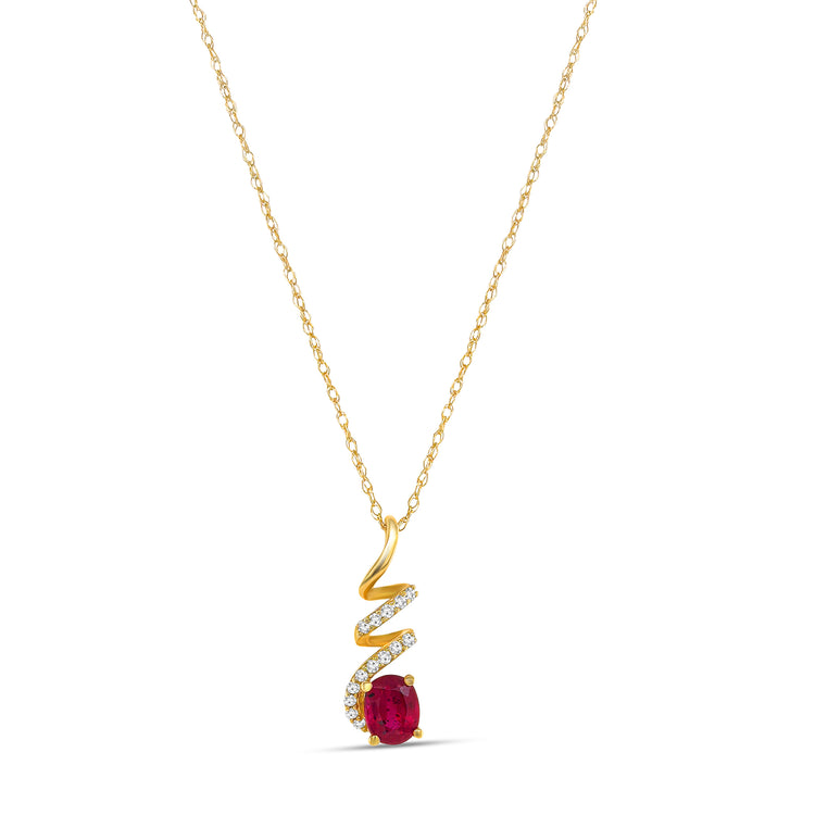 Oval Cut Ruby & Diamond Pendant